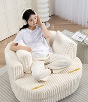 Corduroy ultra-doux 360 °   Fauteuil pivotant avec 3 grands coussins décoratifs, fermetures éclair cachées, poufs surdimensionnés, canapés modernes pour salon