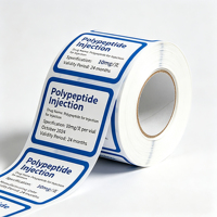 Étiquettes adhésives personnalisées en papier couché, résistantes à l'eau, à l'huile et aux rayures, pour flacons pharmaceutiques de 2 ml, 3 ml, 10 ml de peptides