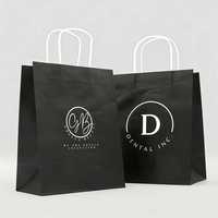 Biologisch Abbaubare Papiertüten mit Eigenem Logo für Einzelhandel und Fast-Food-Lieferung, Große Schwarze Kraftpapier-Einkaufstaschen mit Individueller Verpackung
