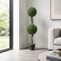 Plante artificielle en pot de 1,5 m, style Milan, double boule, pour la décoration intérieure de la maison, du bureau, du salon, de la table ou de l'étagère