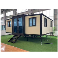 Maison conteneur extensible avec 3 chambres, plans de 2 chambres pour adultes, design industriel, construction en panneaux sandwich en acier
