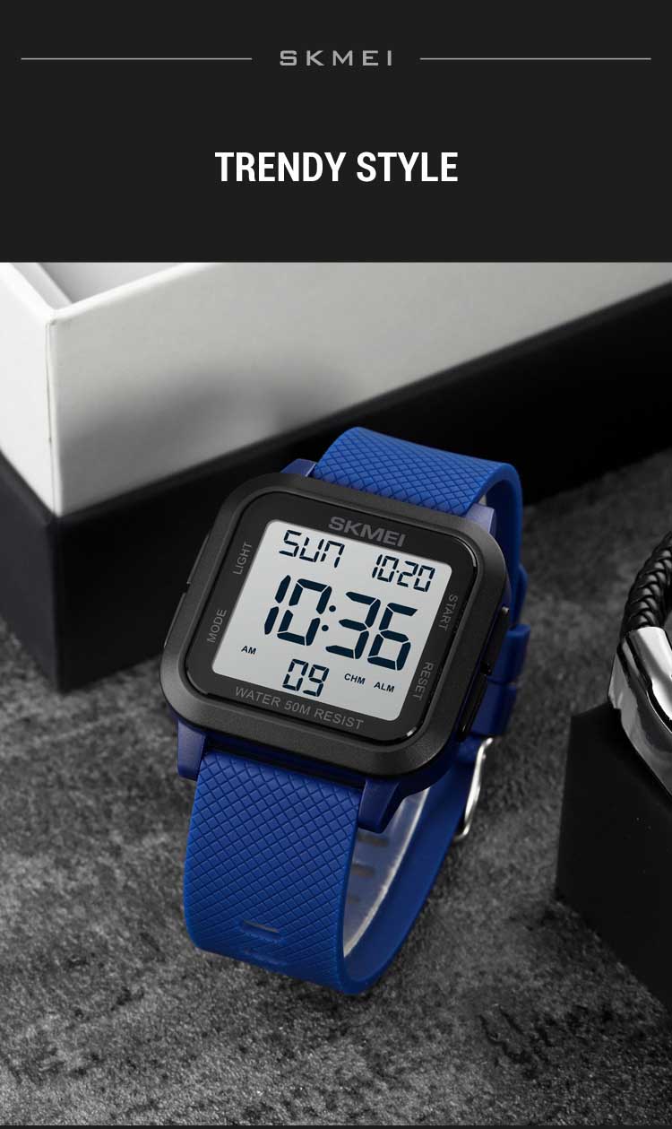 Skmei 1894 wholesale guangzhou men digital watch original PU leather band water proof Multi function character sports watch