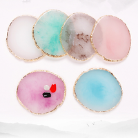 BIN Résine Peinture Palette Nail Art Irrégulier Rond Palette Plateau Or Bord Plaqué Ongles Conception Outils Vernis À Ongles Palette De Mélange