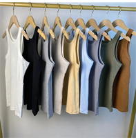 Débardeur Femme Personnalisé Basique en H, Col Rond, Sans Manches, Ajusté, Couleur Unie, Tissu Extensible, Pour Tenue Décontractée
