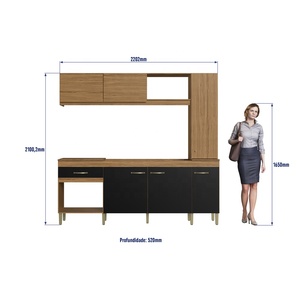 Armario de Estilo Moderno Decibel DB-CO2623 NP DORA, 6 Puertas, 1 Cajón, Mueble de Cocina Compacto de Madera, Aglomerado Natural/Negro - Product Image 5
