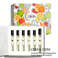 Coffret cadeau en papier imprimé personnalisé pour échantillons de parfum avec insert pour 6 flacons de parfum à bille, emballage luxueux à enfoncer