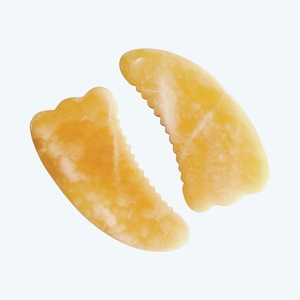 Herramienta de Masaje Facial Gua Sha de Piedra de Jade Amarilla Natural, Equipo de Belleza de Marca Privada - Product Image 1