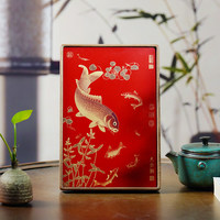 Décoration d'intérieur de style chinois avec motif de neuf poissons Koi, artisanat en laiton et bois massif, cadeau écologique de haute qualité