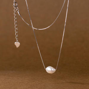 สร้อยคอมุกแบนสีเงิน S925แบบแปลกๆเรียบง่ายและเหมาะกับ D9413เครื่องประดับของผู้หญิง - Product Image 5