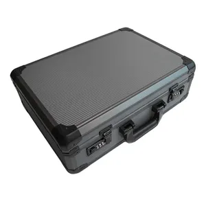 Aluminum Briefcase Tool Box Dark Grey Custom Portable Aluminum Camera Tool Box Aluminum Briefcase Storage Tool Case