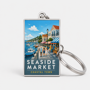 Seaside Travel Souvenir Custom Engraved Digital Photo Metal Rectangular Key Chain Resort Wedding Corporate Gift - Product Image 6