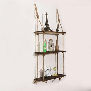 JUNJI Wall Decor Rope <strong>Shelf</strong> Knick Knack <strong>Shelf</strong> <strong>Rustic</strong> Home Decor Home <strong>Wooden</strong> Wall Mounted <strong>Shelf</strong> - Product Image 1