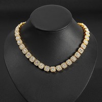 Collier rond en sucre de roche, chaîne cubaine double couche en alliage de luxe léger, accessoires de danse et de mode personnalisés