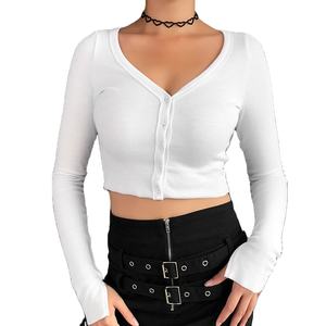 Camicie da <span class=keywords><strong>donna</strong></span> Casual a costine da allenamento con maglie da Yoga a maniche lunghe con scollo a V con motivo stampato t-shirt da <span class=keywords><strong>donna</strong></span> - Product Image 3