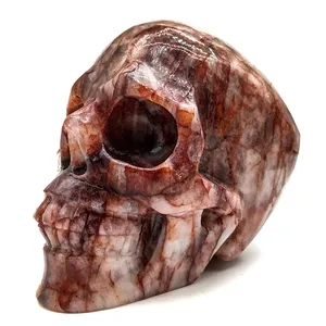 Wholesale Natural High Quality Red Fire Quartz Skulls Crystal Craft Polished Carvings Fire Quartz Skulls For Gift Decoration