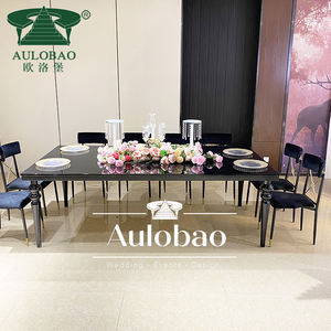 โต๊ะจัดเลี้ยงในงานแต่งงานกรอบเหล็กด้านบน MDF สีดำเฟอร์นิเจอร์งานตามสั่ง - Product Image 1