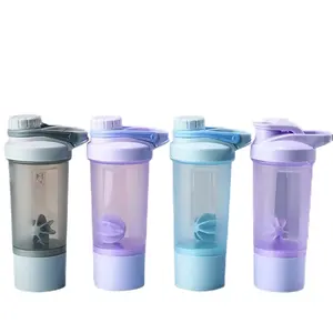 Benutzer definiertes Logo Griff deckel Neues Protein pulver 500ml Doppels chicht Shaker Fitness Shake tragbare Sport tragbare versiegelte Wasser becher