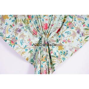 Mejor venta de mujeres modernas Kaftan Midi vestido 100% algodón indio Floral borla volante lavable ecológico transpirable Natural - Product Image 3