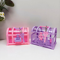 Nouveau produit coffre au trésor rétro avec clé de verrouillage bricolage enfants en plastique cosmétique bijoux boîte de rangement boîtes de bureau pour boucles d'oreilles anneaux