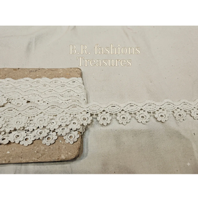 Belle dentelle en coton à motif floral B.R. FASHIONS Ruban de 1'' de largeur pour tenues de mariée, décoration de vêtements, artisanat domestique, couture - Product Image 2