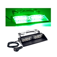 Luz intermitente estroboscópica de advertencia de emergencia para coche, parabrisas de techo Interior con ventosa, color verde, 8LED