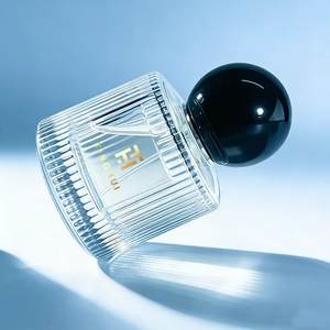 Flacon de parfum de luxe 30 ml à rayures, vaporisateur plat transparent 50 ml avec bouchons à boule colorés, accepte le logo personnalisé - Product Image 3