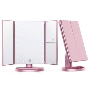 Factory Wholesale Vanity <b>Mirror</b> with Lights Magnification Trifold Makeup <b>Mirror</b> 22 LED Lights Women Gift Led Makeup <b>Mirror</b> - Product Image 1