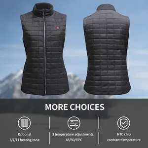 Gilet chauffant souple à piles pour femme avec fermeture à glissière et motif imprimé Chauffage alimenté par 5V pour l'hiver pour hommes et femmes