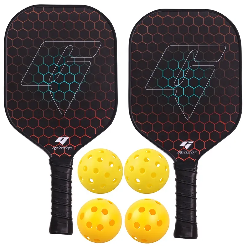 WIE TRUE Hot Selling 2 Pickle ball Paddel mit vier Pickle balls Rohkohle faser Pickle ball Paddel 2er-Set