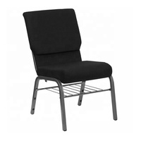 Fournisseur d'usine Chaise d'église empilable en tissu empilable en métal pour auditorium avec étagère et cadre en acier