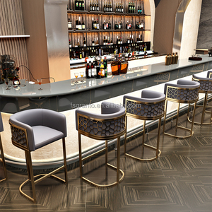 Silla de Bar de Metal moderna de alta calidad, taburete alto de cuero con respaldo de panal, sillas de mostrador de cafetería - Product Image 3