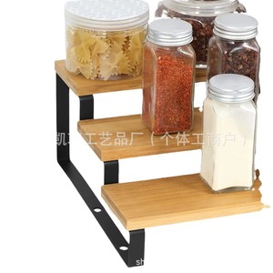Wooden tiered spice rack, extendable <b>desktop</b> <b>shelf</b>, kitchen and bathroom metal storage rack - Product Image 5