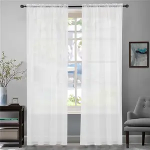 2 panels Grommet chiffon Sheer Curtain Home Decoration Polyester White Sheer