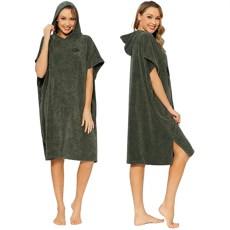 Poncho Toalha Atacado Personalizado Adultos Com Capuz 100% Algodão Surf Poncho Com Capuz Beach Robe Toalha surf mudando roupão