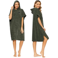 Serviette de plage poncho à capuche 100 % coton imprimée sur mesure pour adultes - Séchage rapide, hypoallergénique, vente en gros