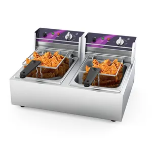 kommerzielle 2500w doppelzylinder-fritteuse frittiermaschine tiefffritteusanlagen Industrie elektrische tieffritteuse mit Ölfilter maschine