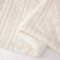 Couverture en flanelle gaufrée crème, double couche, texture feuille en relief, pour lit et canapé, approvisionnement pour distributeurs en gros