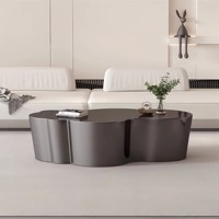 Table basse moderne en métal argenté en forme de nuage Table centrale minimaliste mobile moyenne ancienne pour les tables centrales de salon