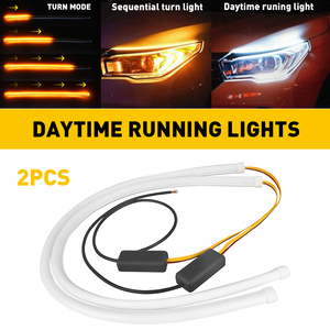 2x 60cm 24inch Car <b>LED</b> Switchback DRL daytime running lights <b>Tube</b> Light Strip Amber Sequential Flow Turn Signal - Product Image 3