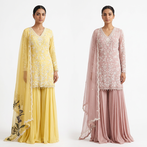 Salwar Kameez Corto con Lentejuelas Estilo Punk para Fiesta de Mardi Gras en Sudamérica, Verde con Rayas Doradas, Transpirable, Cintura Elástica, Holgado, para Mujer - Product Image 1