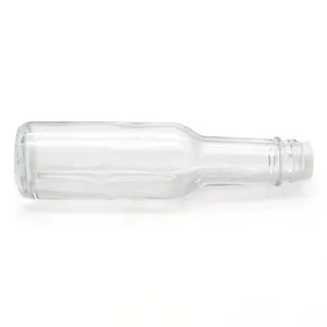 5 унций. Прозрачная стеклянная бутылка для горячего соуса (woozy) с черной крышкой + Термоусадочная лента и редуктор с отверстием