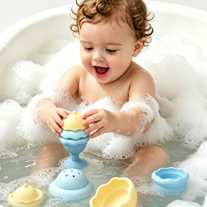 Juguetes de Baño para Niños Libres de BPA, Juguetes de Silicona con Ventosas, Juguetes Educativos de Helado para Apilar - Product Image 4