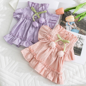 Ropa para Mascotas, Vestido Plisado Estilo Princesa para Perro, Falda Rosa para Gato, Primavera/Verano, Poliéster, Color Sólido - Product Image 2