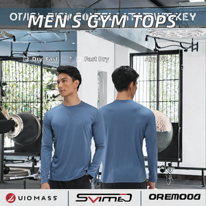 เสื้อกีฬาลำลองคอกลมของผู้ชายแขนยาวระบายอากาศผ้าตาข่ายผ้าสแปนเด็กซ์/ โพลีเอสเตอร์แห้งเร็วชุดกีฬาฤดูร้อน - Product Image 3