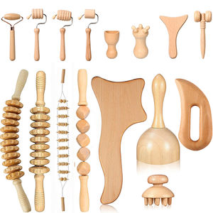 Juego de 50 herramientas de masaje de terapia de madera mixta, Kit Gua Sha Colombiana, masajeador de drenaje linfático, terapia de rodillos, masajeador corporal de madera - Product Image 1