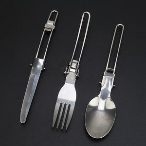 Juego de cubiertos plegables de acero inoxidable Changha, cuchara, tenedor, cuchillo, utensilios para viajes, camping y actividades al aire libre con bolsa de transporte. - Product Image 2