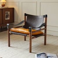 Fauteuil en cuir et bois massif de style nordique rétro danois, réglage intelligent pour salon, usage individuel et détente