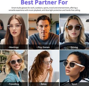 H2-C Touch Smart Glasses TWS Changeable Lenses Audio Music AI Wireless Anti-blue Light <b>Sunglasses</b> - Product Image 4