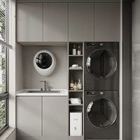 Nouvelle arrivée 2026, armoire à linge de balcon personnalisée, ensemble moderne de sèche-linge et de lave-linge intégrés