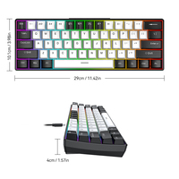 Teclado Mecánico T-WOLF T65 TKL, Teclado RGB con Cable de 61 Teclas, Teclado Mecánico para Juegos con Eje Rojo para Computadora Portátil y de Escritorio